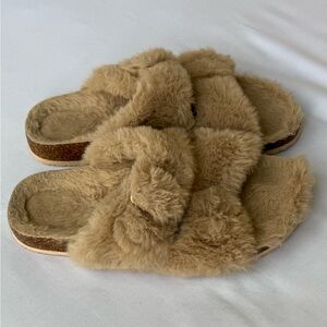 Cozy Tan Faux Fur Women's Sandals